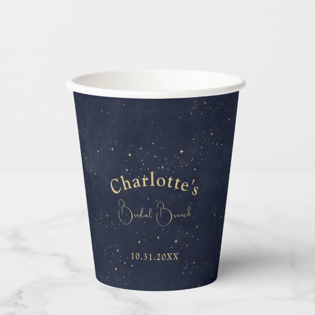 Dark Celestial Sun and Moon Bridal Brunch Shower Paper Cups (Front)