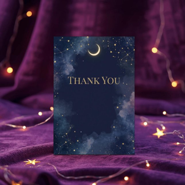 Dark Celestial Thank You Card | Crescent Moon (Creator Uploaded)
