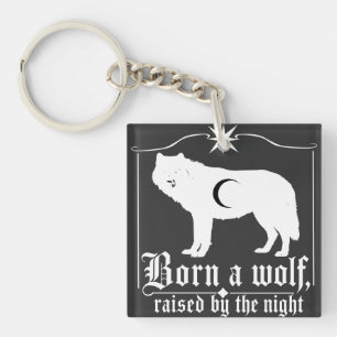 Dark Celestial Wolf Silhouette Gothic Art Keychain