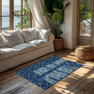 Dark Cerulean Blue - Cheetah Pattern Rug