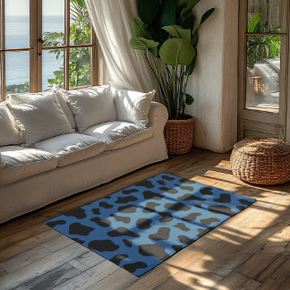 Dark Cerulean Blue - Cow Pattern Rug