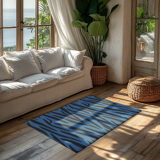 Dark Cerulean Blue - Tiger Pattern Rug