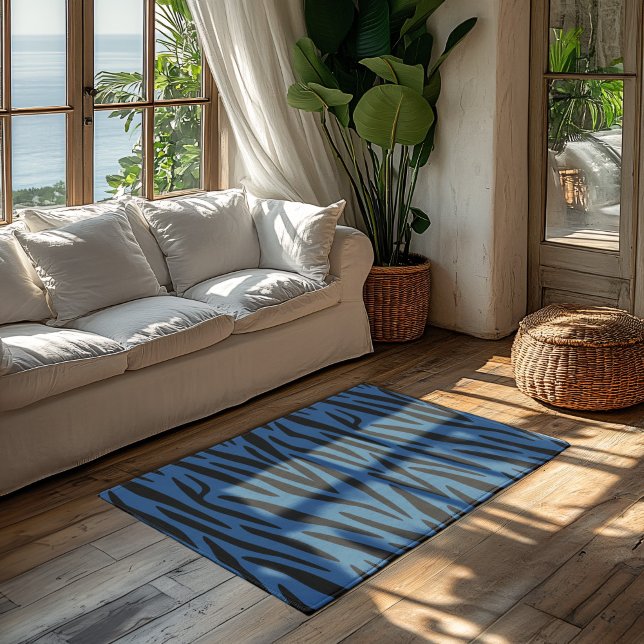 Dark Cerulean Blue - Tiger Pattern Rug (Creator Uploaded)