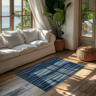 Dark Cerulean Blue - Zebra Pattern Rug