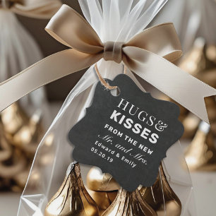 Dark Chalk Hugs and Kisses Wedding Chocolate Favor Tags