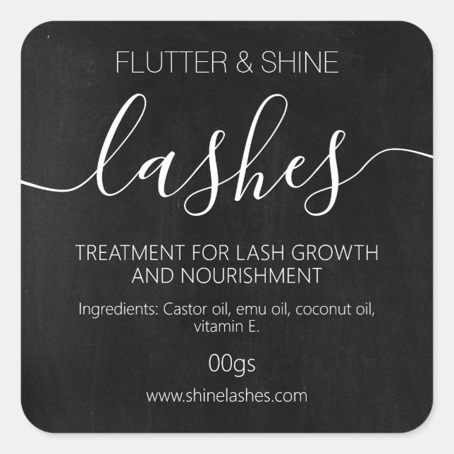 Dark Chalkboard Eyelash Eyebrow Thickener Square Sticker (Front)