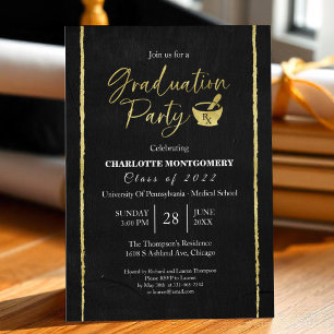 Dark Chalkboard Pharmacy School Graduation Party Invitation