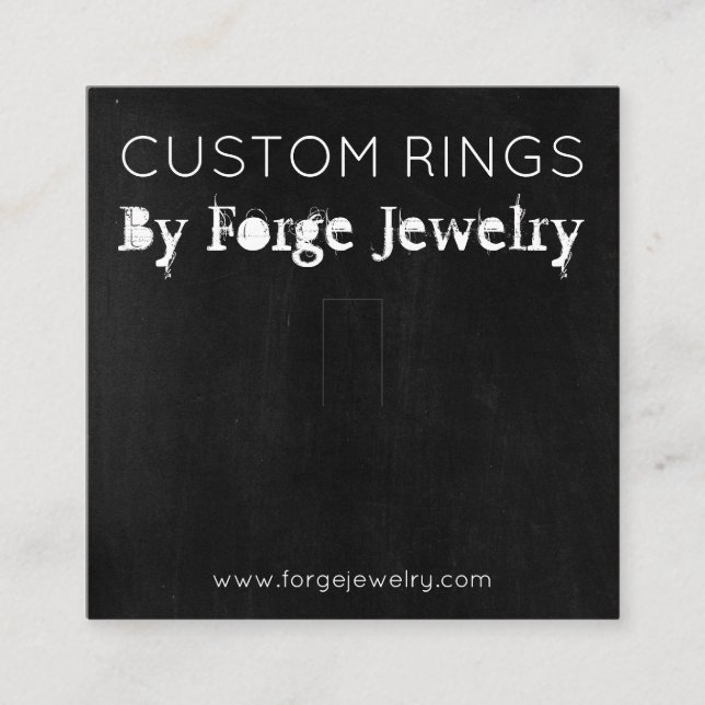 Dark Chalkboard Ring Display Jewelry Packaging Square Business Card (Front)