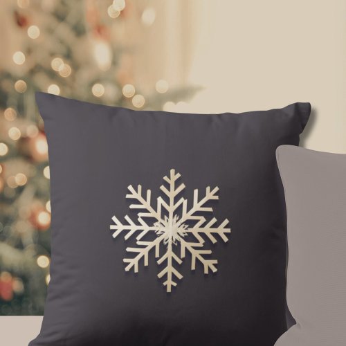 Dark Champagne Snowflake Accent Pillow