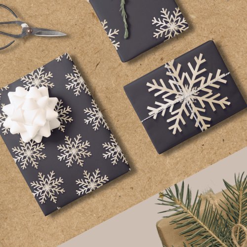 Dark Champagne Snowflake Wrapping Paper