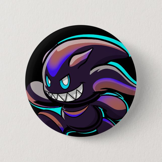 Dark Chao - Running - Swimming Variant Custom Art Button (Front)
