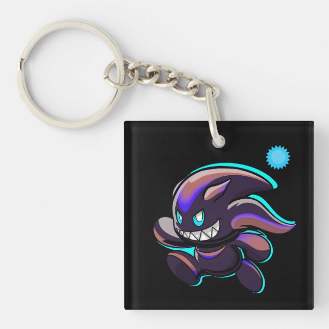Dark Chao - Running - Swimming Variant Custom Art Keychain (Front)