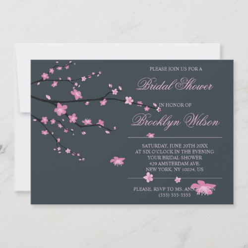Dark Cherry Blossom Bridal Shower Invitations