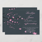 Dark Cherry Blossom Wedding Invites (Front/Back)