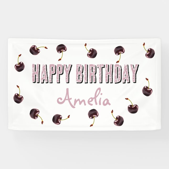 Dark Cherry Personalized Party Banner (Horizontal)