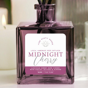 Dark cherry red pink reed diffuser product square sticker