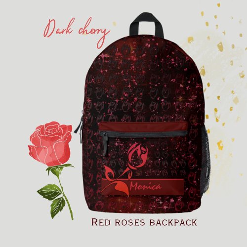 Dark Cherry Red Printed Backpack