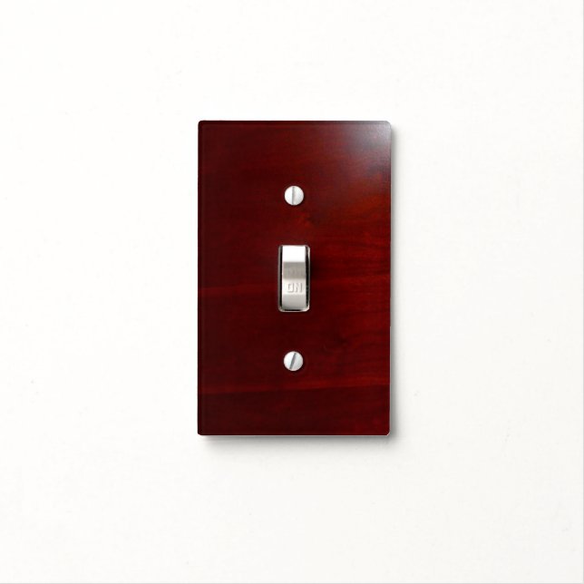Dark cherry wood look light switch cover (In Situ)