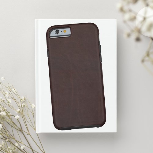 Dark Chestnut Brown Faux Leather Tough iPhone 6 Case