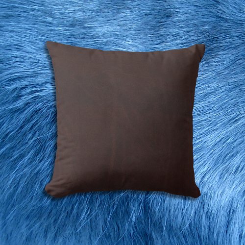 Dark Chestnut Brown Faux Leather Throw Pillow