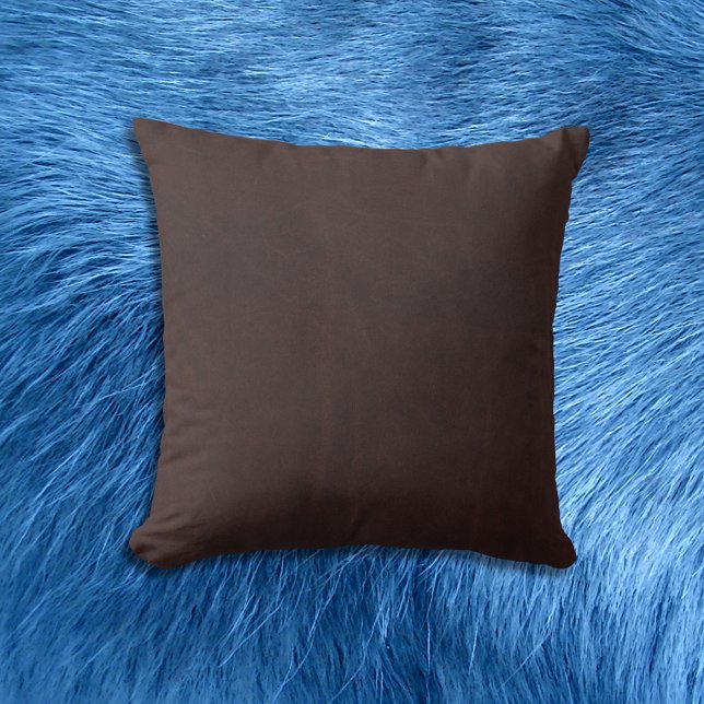 Dark Chestnut Brown Faux Leather Throw Pillow (Creator Uploaded)