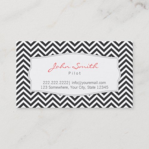 Dark Chevron Stripes PilotAviator Business Card