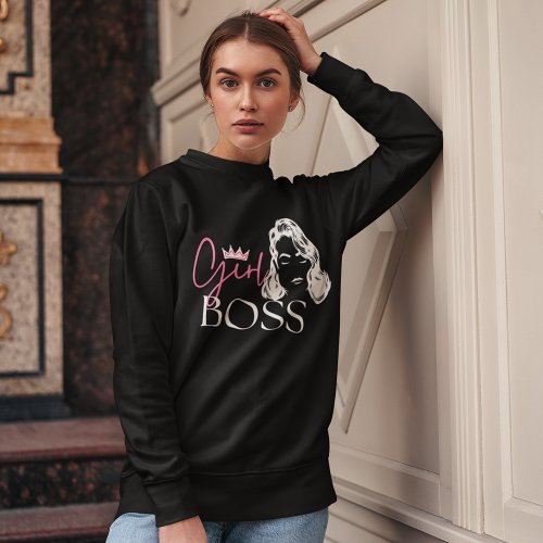 Dark Chic Girl Boss Quote Strong Woman Typography Sweatshirt