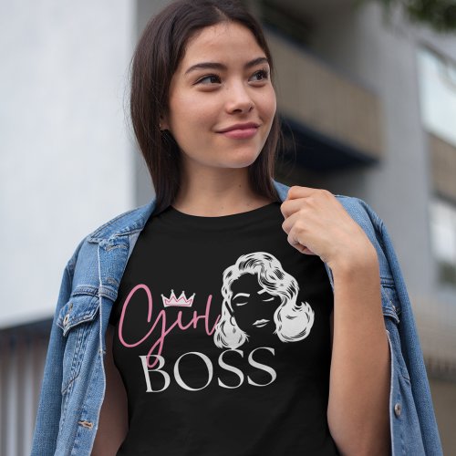 Dark Chic Girl Boss Quote Strong Woman Typography T_Shirt
