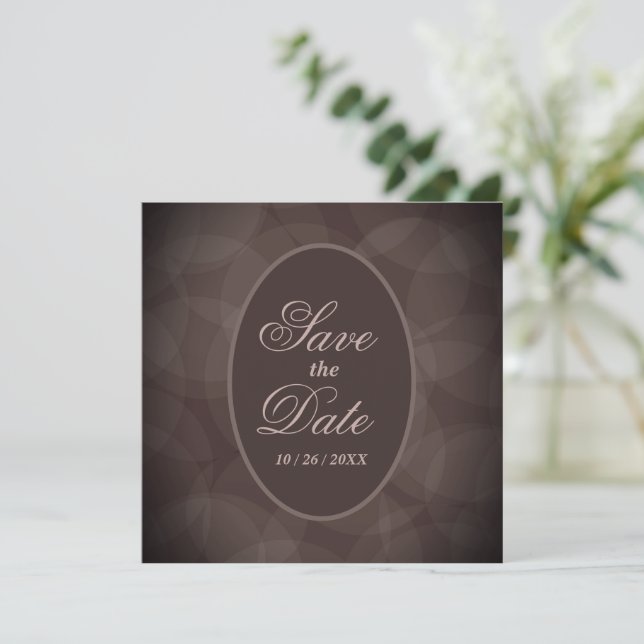 Dark Chocolate Bokeh Wedding Save The Date (Standing Front)