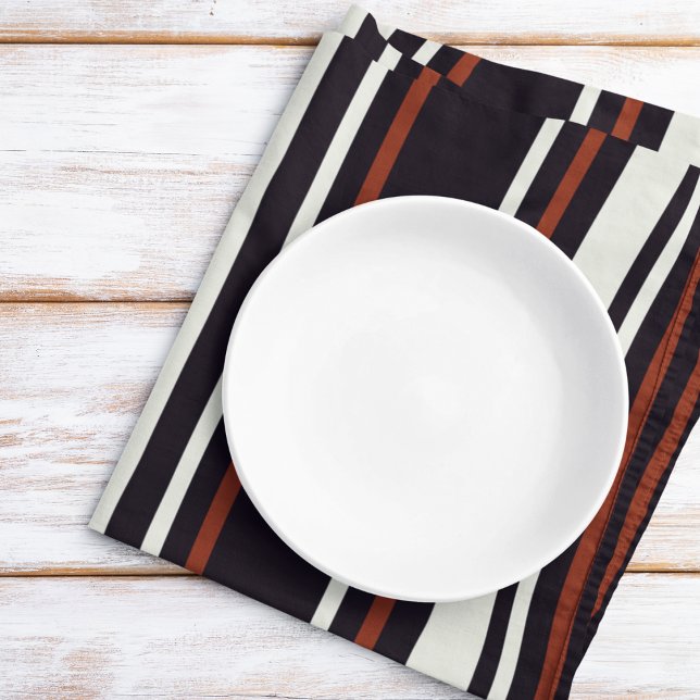 Dark Chocolate Brown Stripes Cloth Placemat (table placemat)