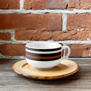 Dark Chocolate Brown Stripes Soup Mug