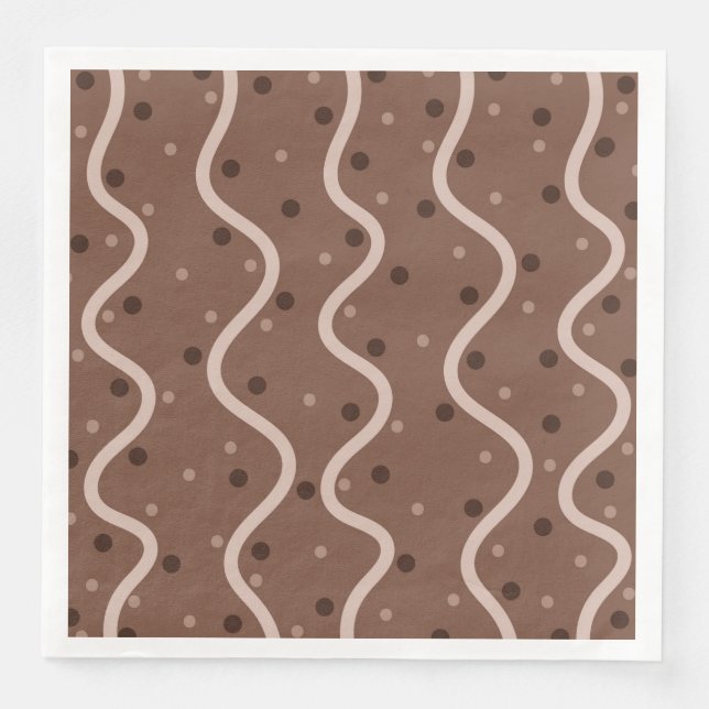Dark Chocolate Drizzle and Sprinkles Pattern Paper Dinner Napkins (Front)