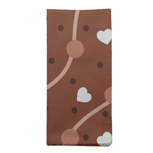 Dark Chocolate Heart Speckled Pattern Cloth Napkin (Folded)