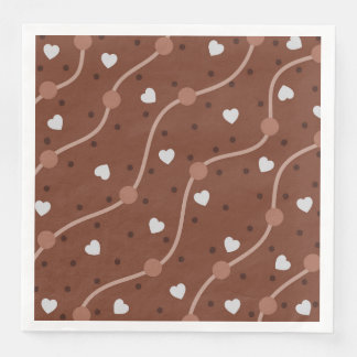 Dark Chocolate Heart Speckled Pattern Paper Dinner Napkins