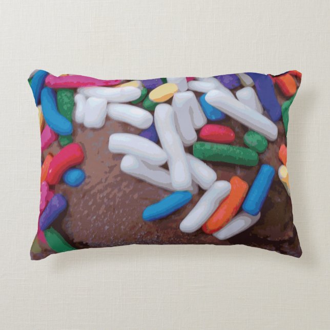 Dark Chocolate Ice Cream with Rainbow Sprinkles Accent Pillow (Front)
