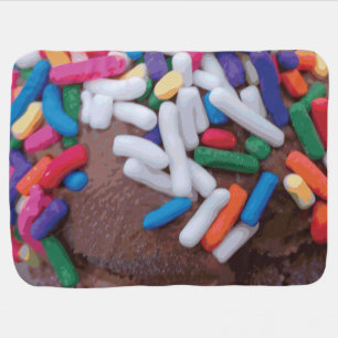 Dark Chocolate Ice Cream with Rainbow Sprinkles Baby Blanket