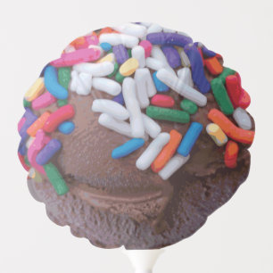 Dark Chocolate Ice Cream with Rainbow Sprinkles Balloon