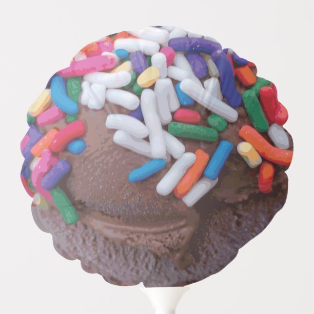 Dark Chocolate Ice Cream with Rainbow Sprinkles Balloon (Front)