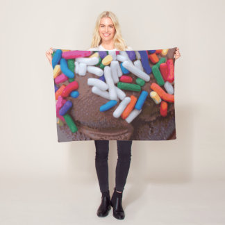 Dark Chocolate Ice Cream with Rainbow Sprinkles Fleece Blanket