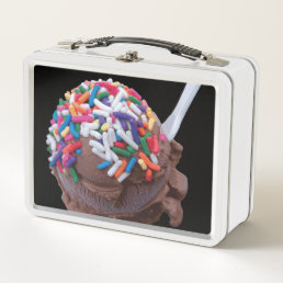 Dark Chocolate Ice Cream with Rainbow Sprinkles Metal Lunch Box