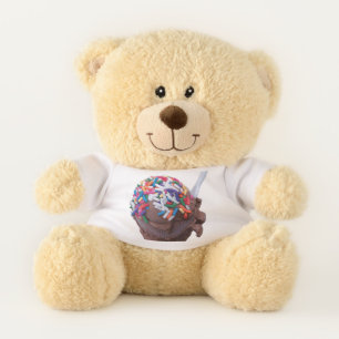 Dark Chocolate Ice Cream with Rainbow Sprinkles Teddy Bear