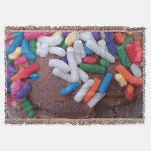 Dark Chocolate Ice Cream with Rainbow Sprinkles Throw Blanket