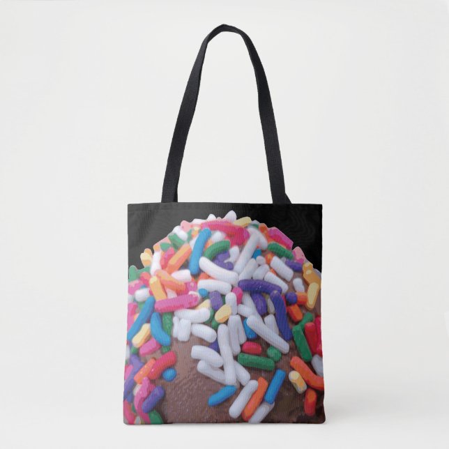 Dark Chocolate Ice Cream with Rainbow Sprinkles Tote Bag (Front)