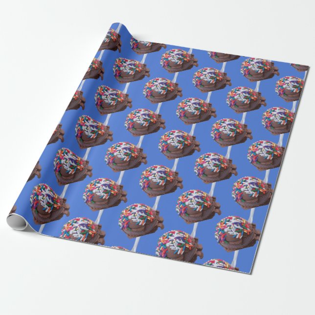 Dark Chocolate Ice Cream with Rainbow Sprinkles Wrapping Paper (Unrolled)
