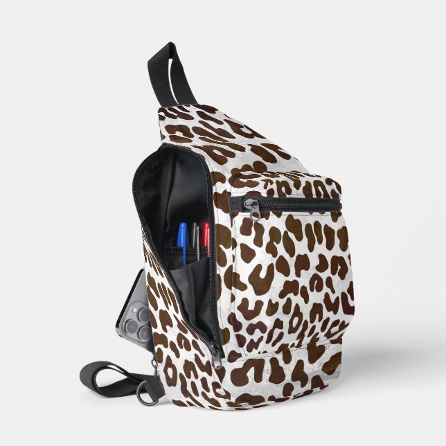 Dark Chocolate Leopard Print Sling Bag (Open)