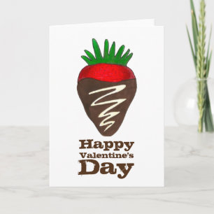 Dark Chocolate Strawberry Love Valentine's Day Holiday Card