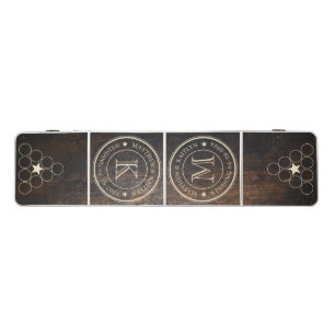 Dark Chopping Block Wedding Monogram Star Beer Pong Table