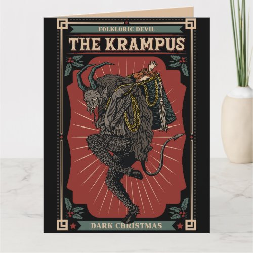 Dark Christmas Folkloric Devil Krampus Bag of Toys Card