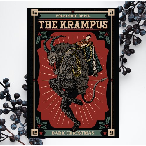 Dark Christmas Folkloric Devil Krampus Bag of Toys Invitation Postcard