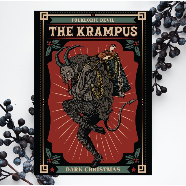 Dark Christmas Folkloric Devil Krampus Bag of Toys Invitation Postcard (Creator Uploaded)